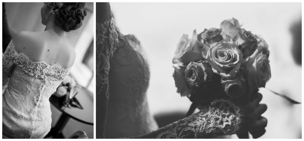 Huwelijksfotografie Antwerpen KBC toren fotoshoot zwart wit bruidsboeket bloemen